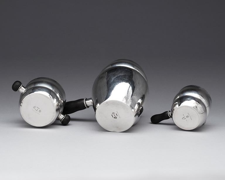 A Georg Jensen 3 pcs sterling coffee service, Copenhagen 1925-32.