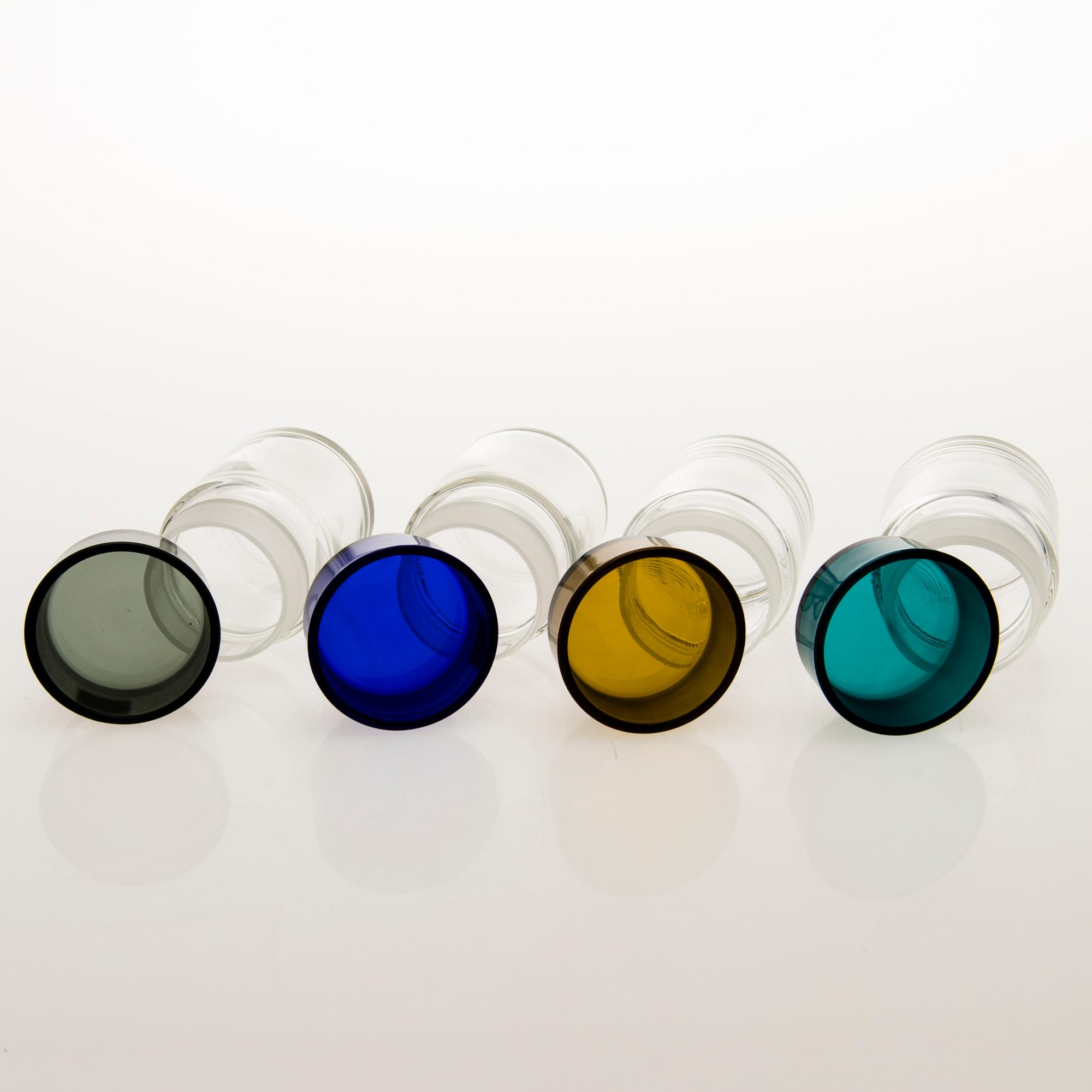 SAARA HOPEA, FOUR GLAS JARS, Nuutajärvi, 1950s.