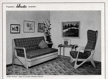 Jens Malling Pedersen, a rare "Pelican" high back easy chair, Dantos, Vejle, Denmark, 1950s.