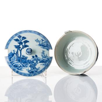 A blue and white butter jar with cover, Qing dynasty, Qianlong (1736-95).