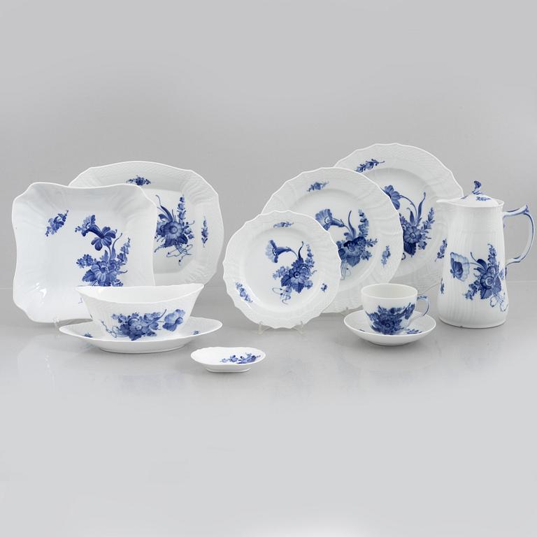 A 54-piece porcelain coffee and dinner service, "Blue Flower", Royal Copenhagen, Denmark.