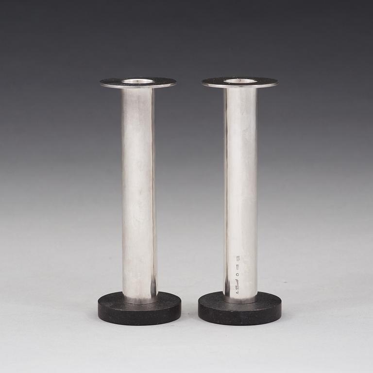 Bo Klevert, A pair of Bo Klevert sterling candlesticks, Stockholm 2005.