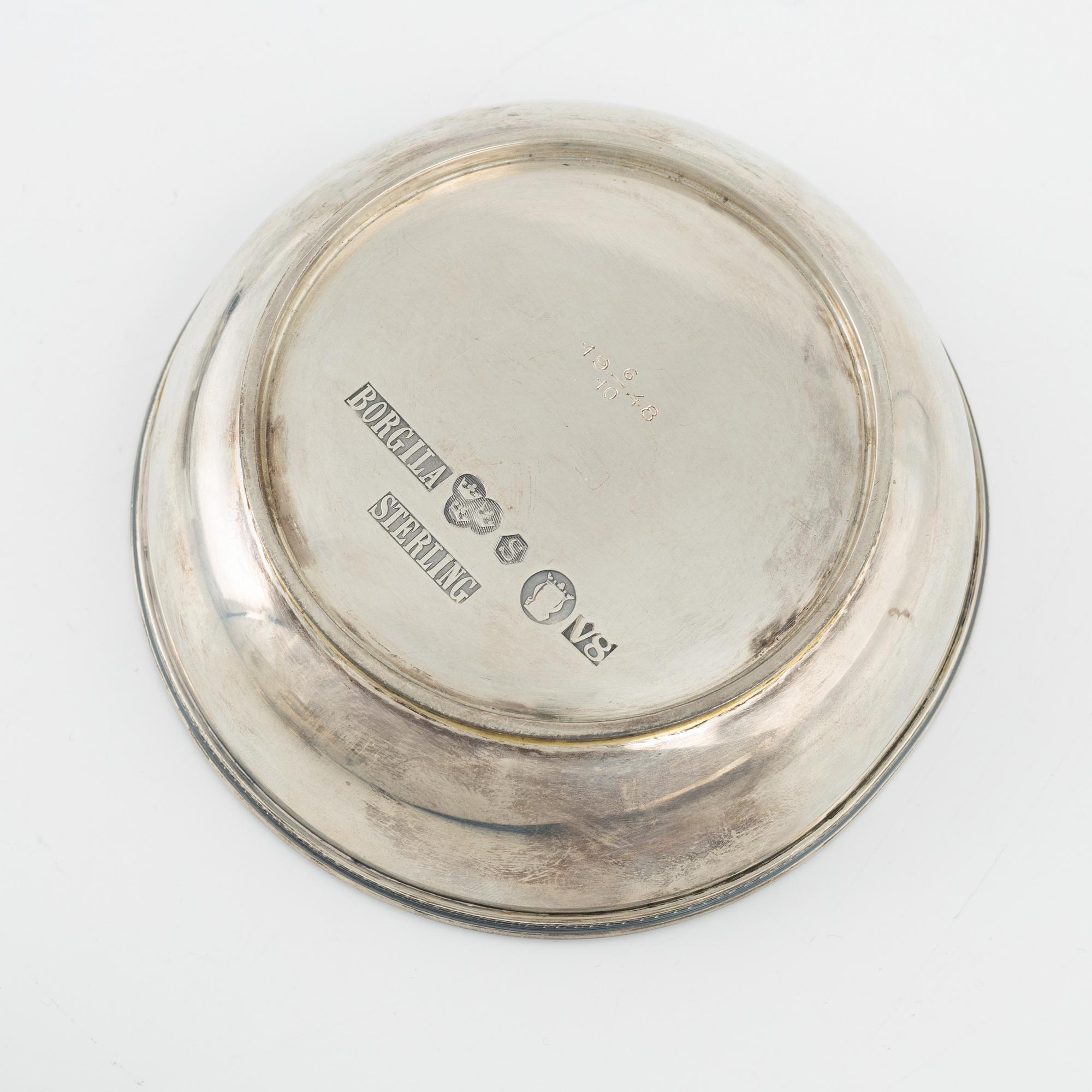 Three silver bowls and creamer, Sweden and Germany, 20th century.