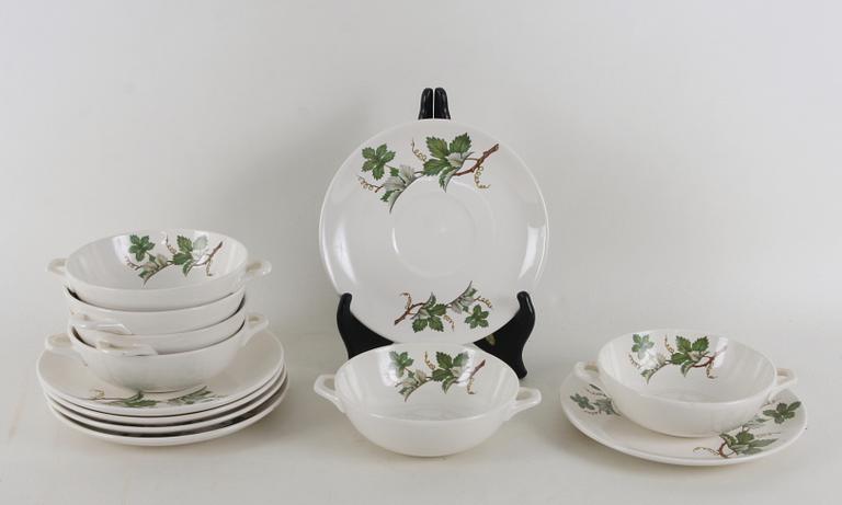 BULJONGKOPPAR på FAT, 6 st, flintgods, Villeroy & Boch, Luxembourg.