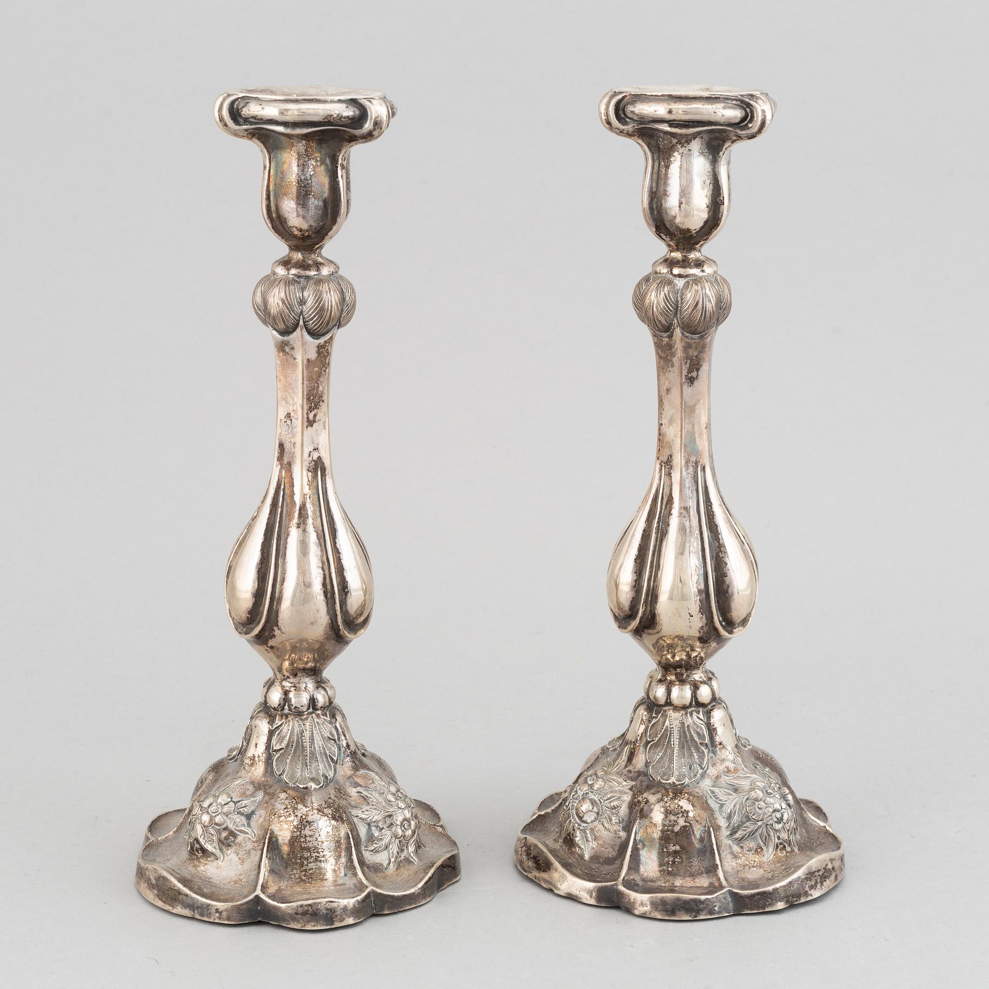 Gustaf Dahlgren, ljusstakar, ett par, silver, Malmö, 1860.