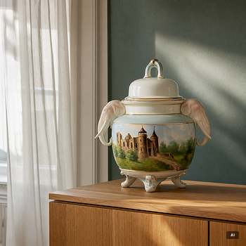 Rörstrand, urn with lid, late 19th century.