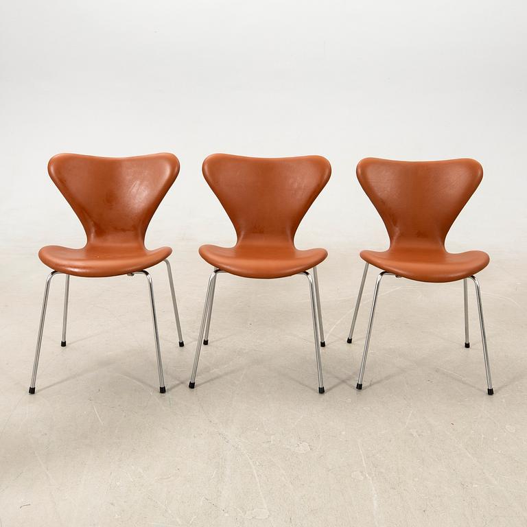 Arne Jacobsen, chairs 6 pcs "The Seven" for Fritz Hansen, late 20th century.