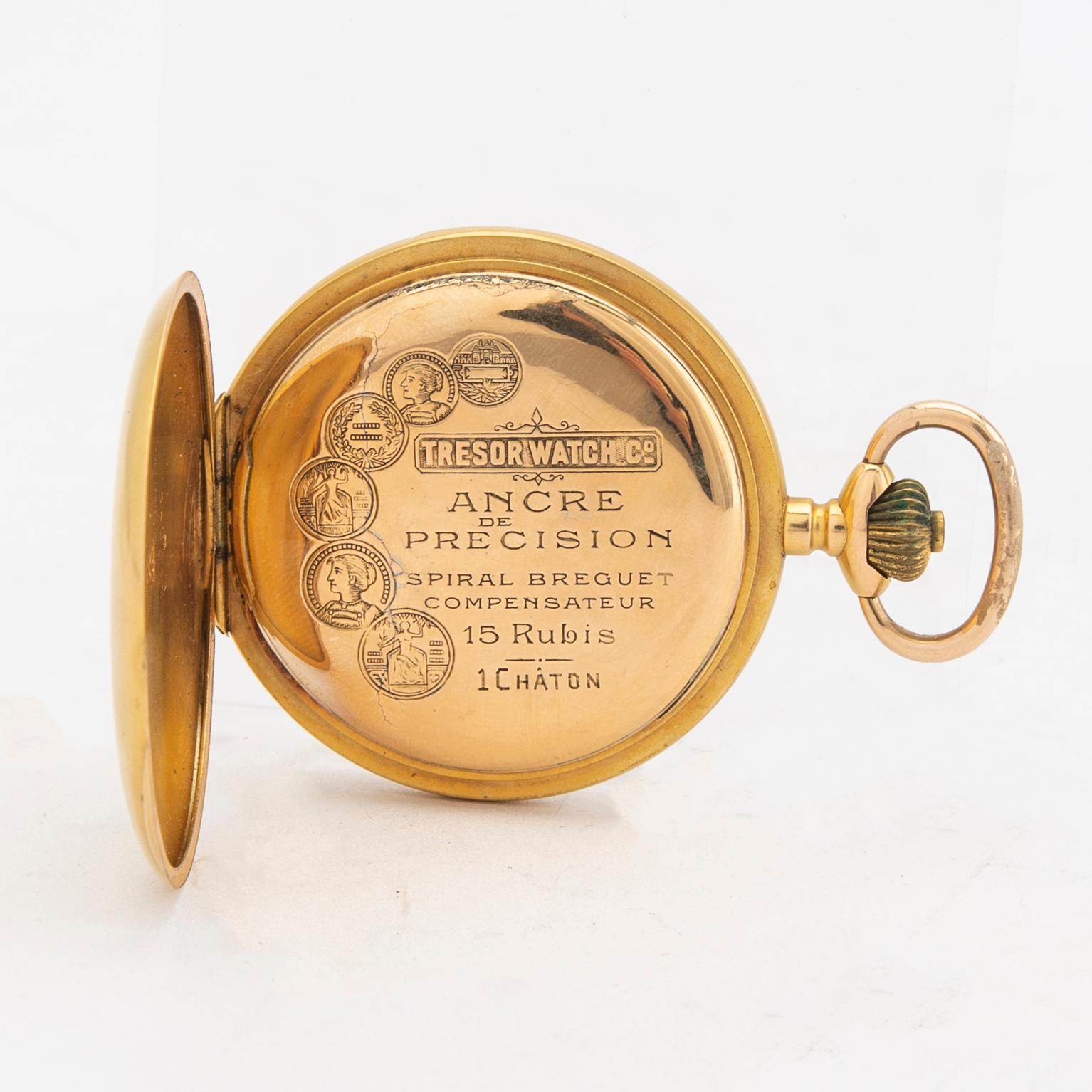 H Moser & Co pocket watch savonette approx. 42 mm 18K gold weight in total 20 grams.