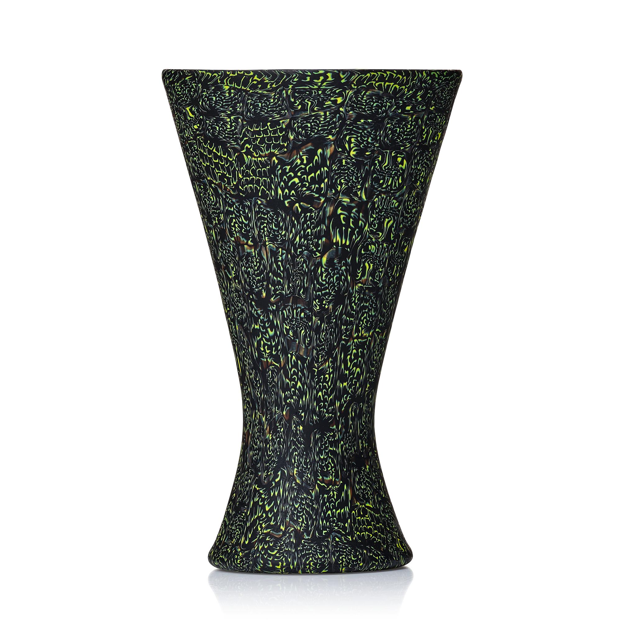 Paolo Venini, a black and yellow 'Mezzaluna Murrine' vase, Venini Italy 1950s.