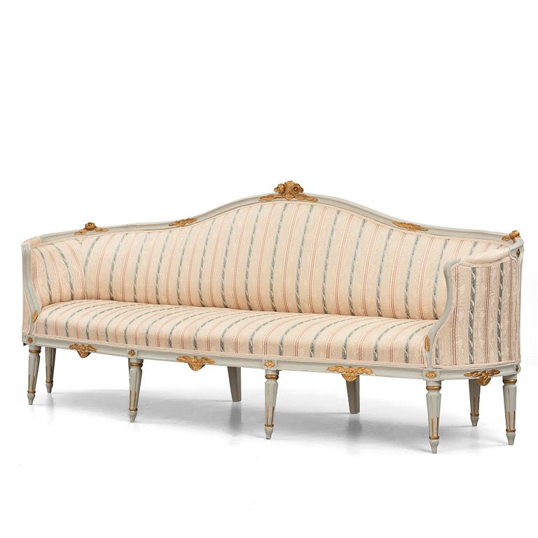 A Gustavian carved sofa by J. Malmsten (master in Stockholm 1780-1788).