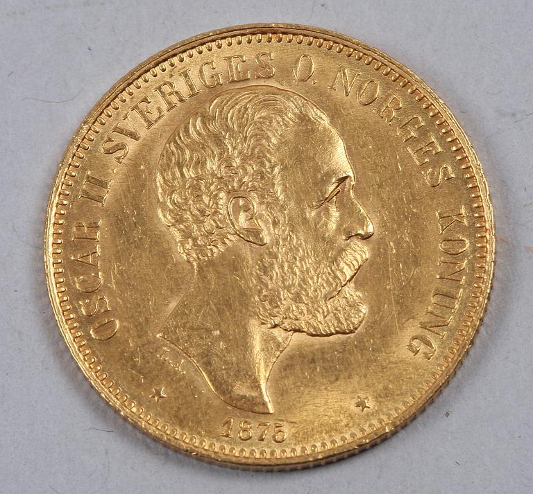 GULDMYNT. Sverige och Norge, 20 Kr, 1875.