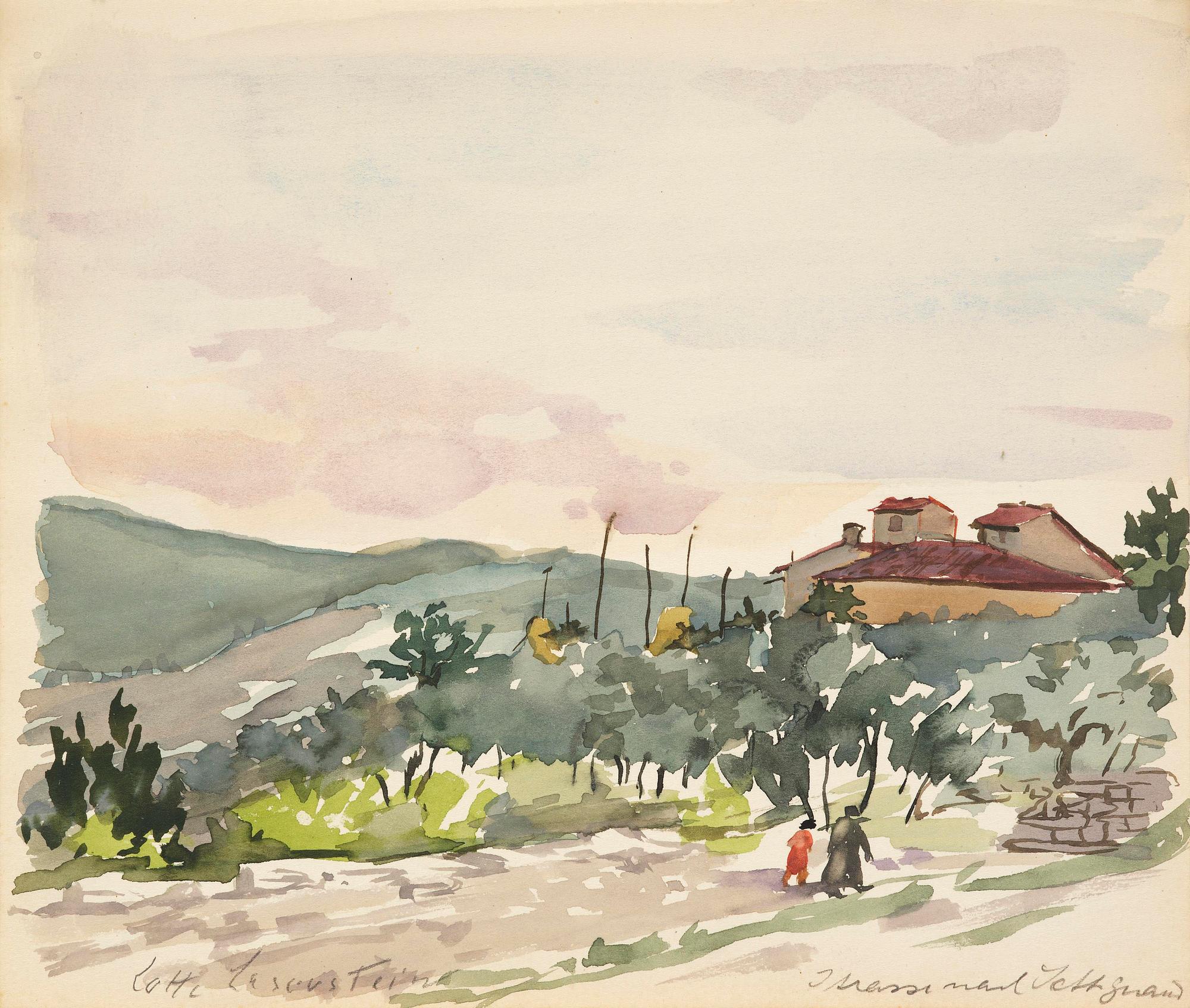 Lotte Laserstein, Italian landscape with figures.