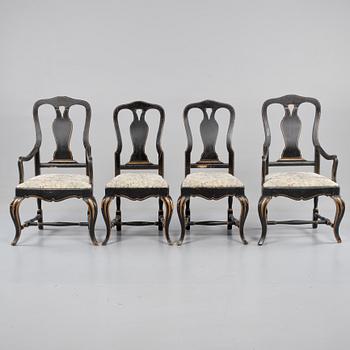 MATSALSMÖBEL, 5 delar, rokokostil, 1900-talets början.