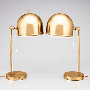 Eje Ahlgren, a pair of brass table lamps, model 'B-075', Bergboms, Sweden, 1960-70s.