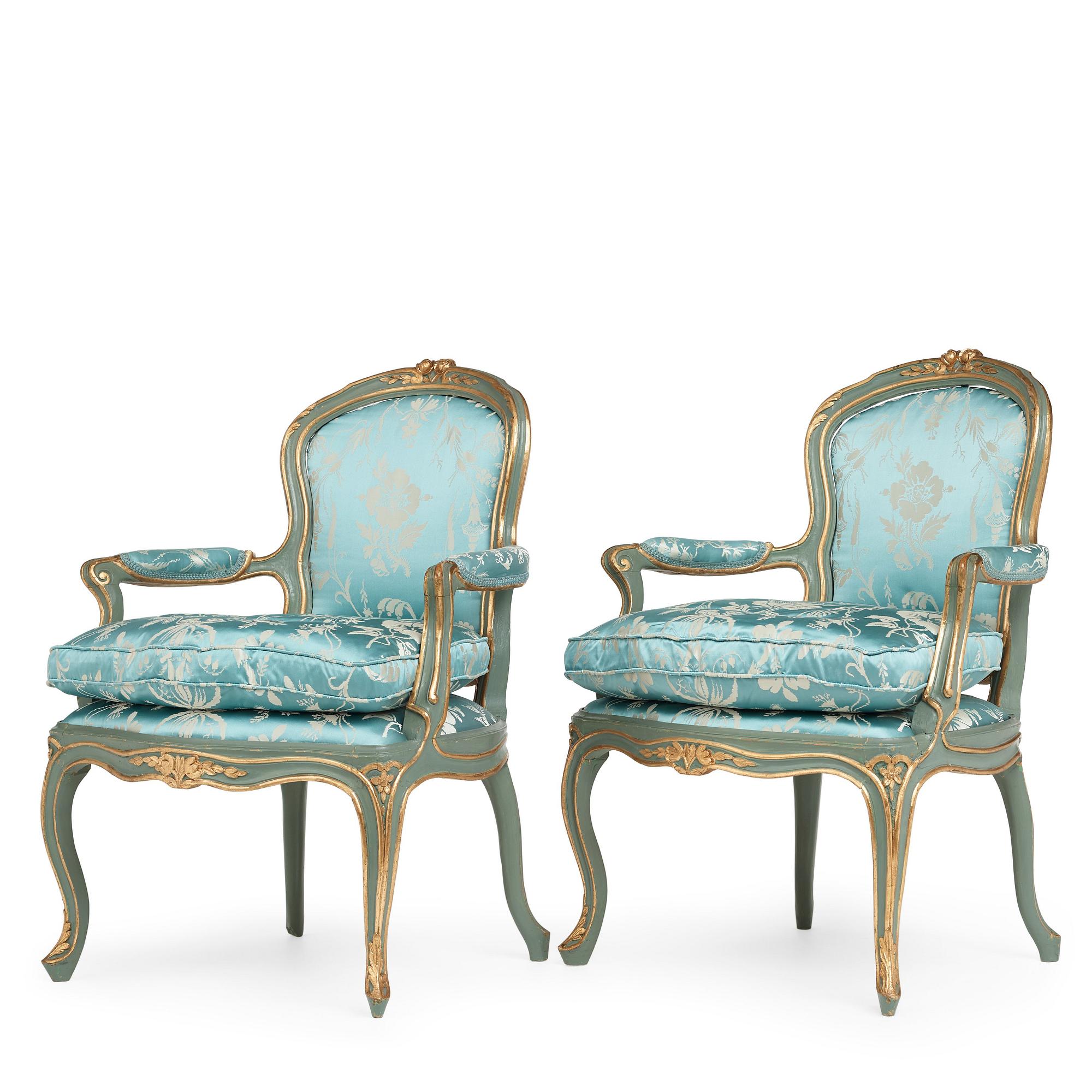 A pair of Swedish Rococo 18th century chairs.
