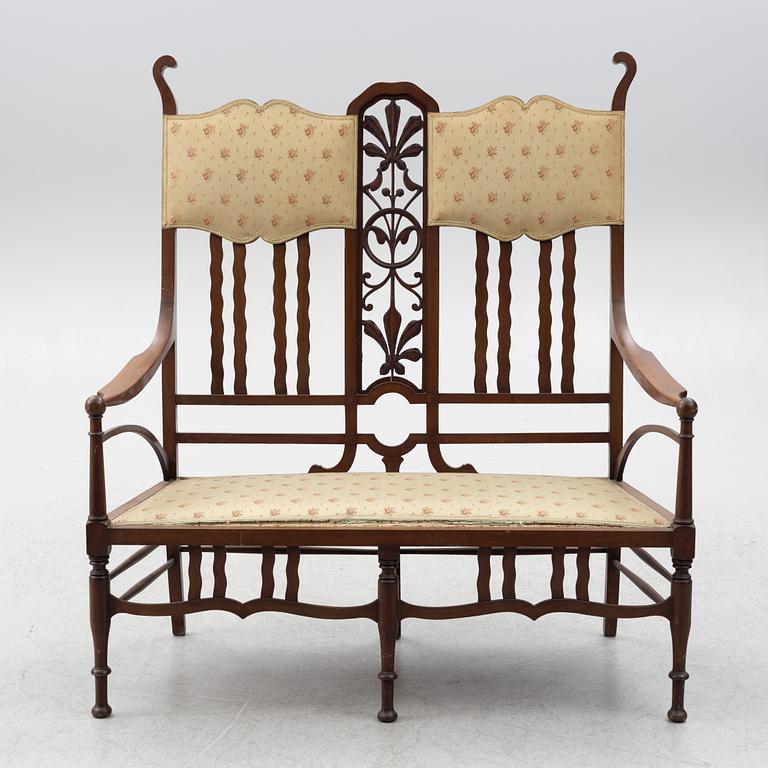 Soffa, 2 karmstolar, stol, jugend, omkring år 1900.