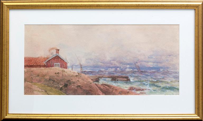 Hjalmar Falk, akvarell, signerad.