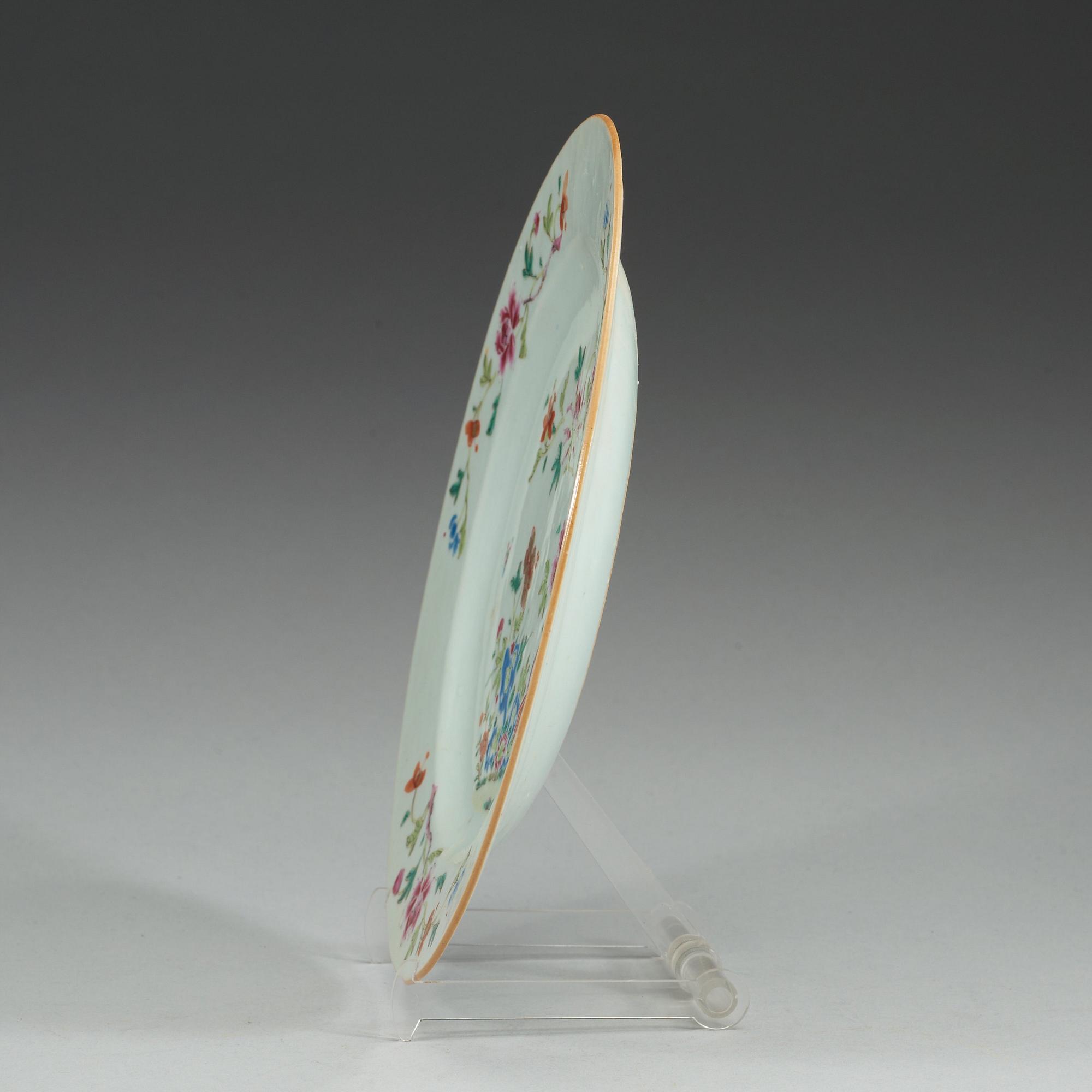 A set of ten famille rose dinner plates, Qing dynasty Qianlong (1736-95).