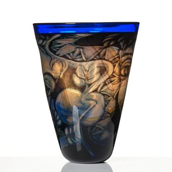 Eva Englund, a 'graal' glass vase, Orrefors, Sweden 1988.