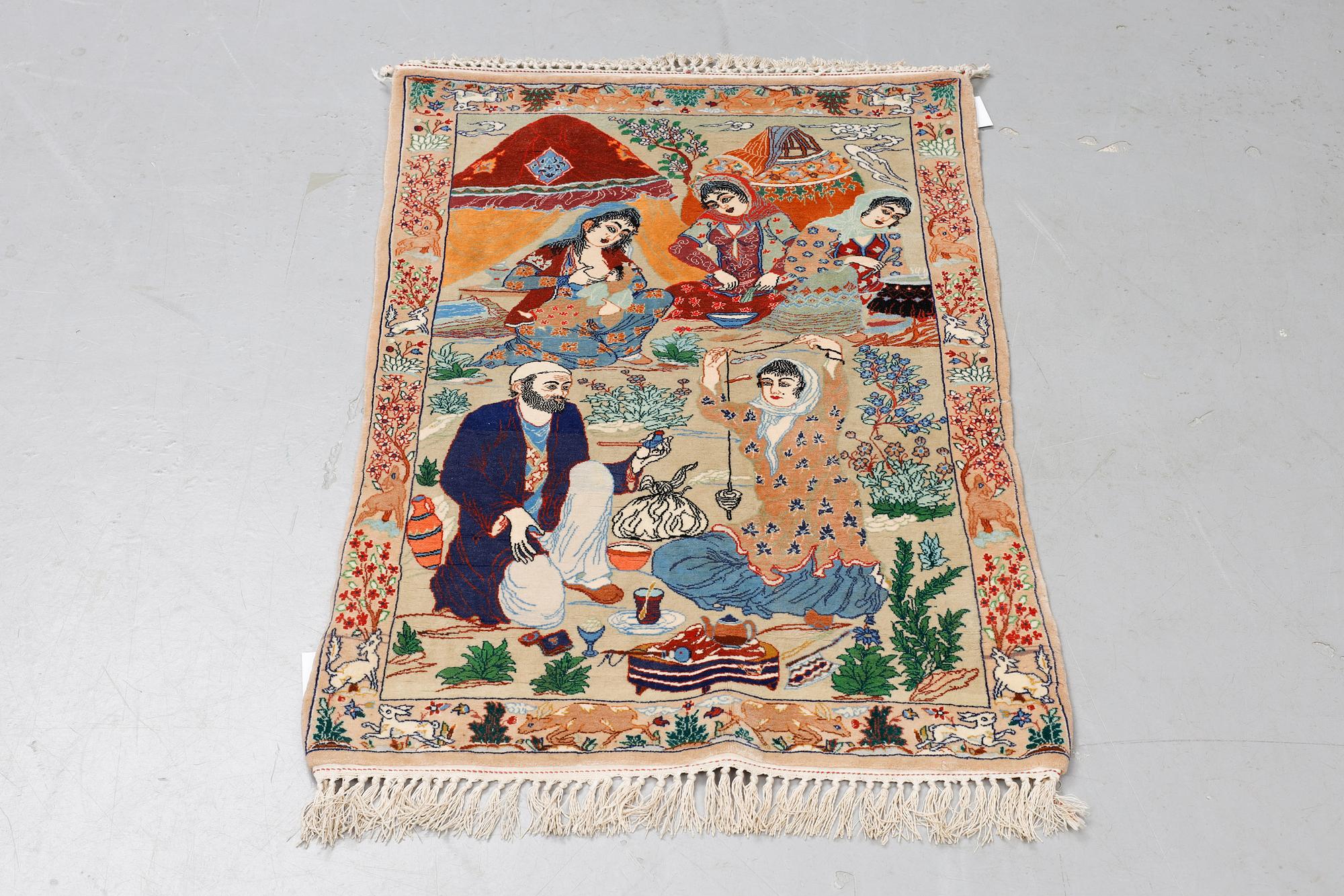 Matta, semiantik Isfahan, part silk, ca 101 x 66 cm.