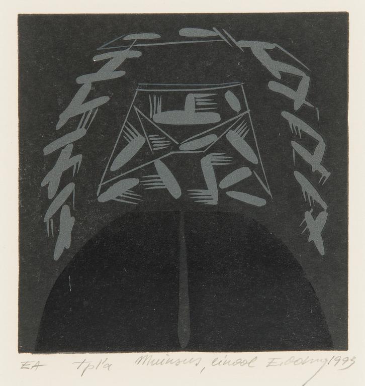 Enno Ootsing, a set of two woodcuts and one linout, signed and dated 1984, 1985 and 1993.