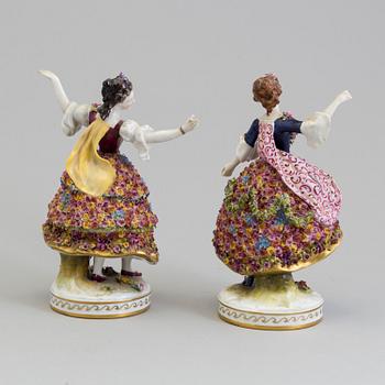 Two Rudolstadt Volkstedt porcelain figurines, Germany, mid-20th century.