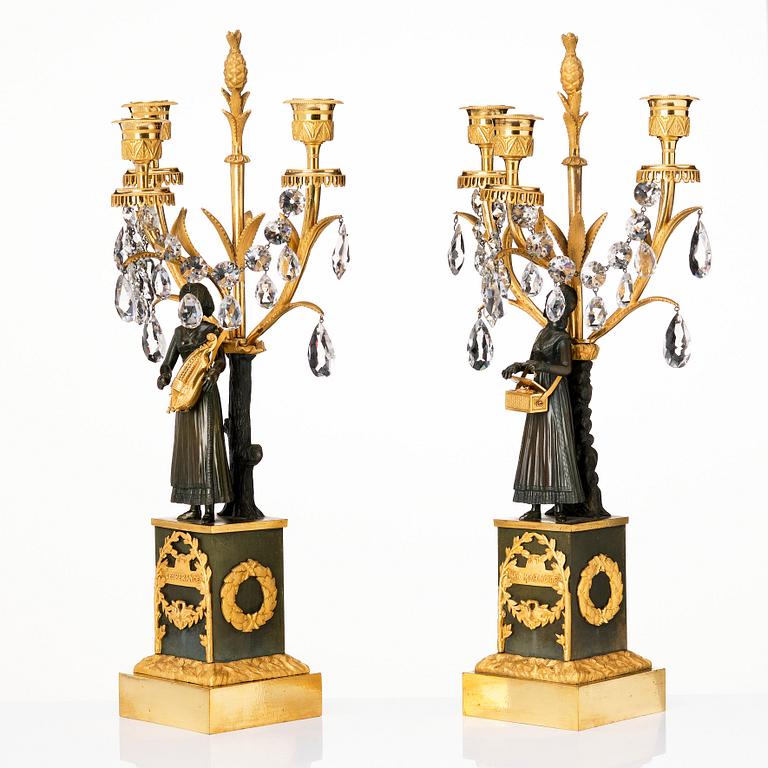 A pair of French  circa 1820-30th´s Empire candelabra.