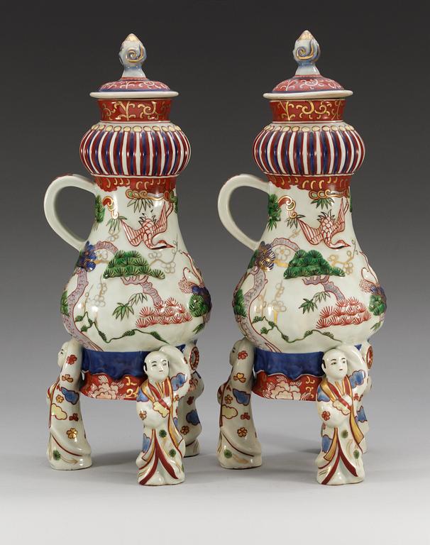 A pair of Japanese style 'Samson' samovars with covers, France, ca 1900.