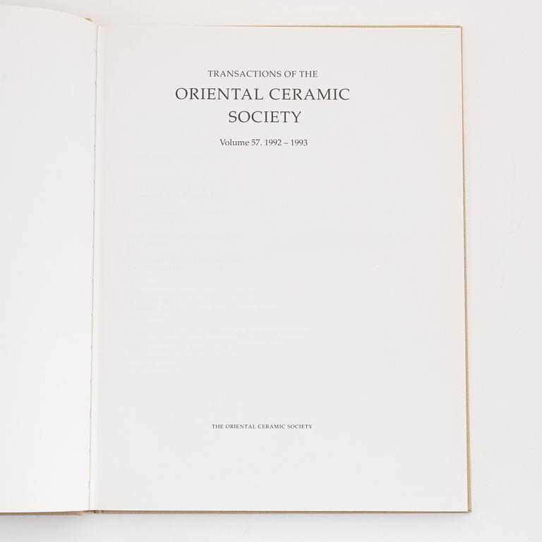 Transactions of the Oriental Ceramics Society, London. 20 volumes.