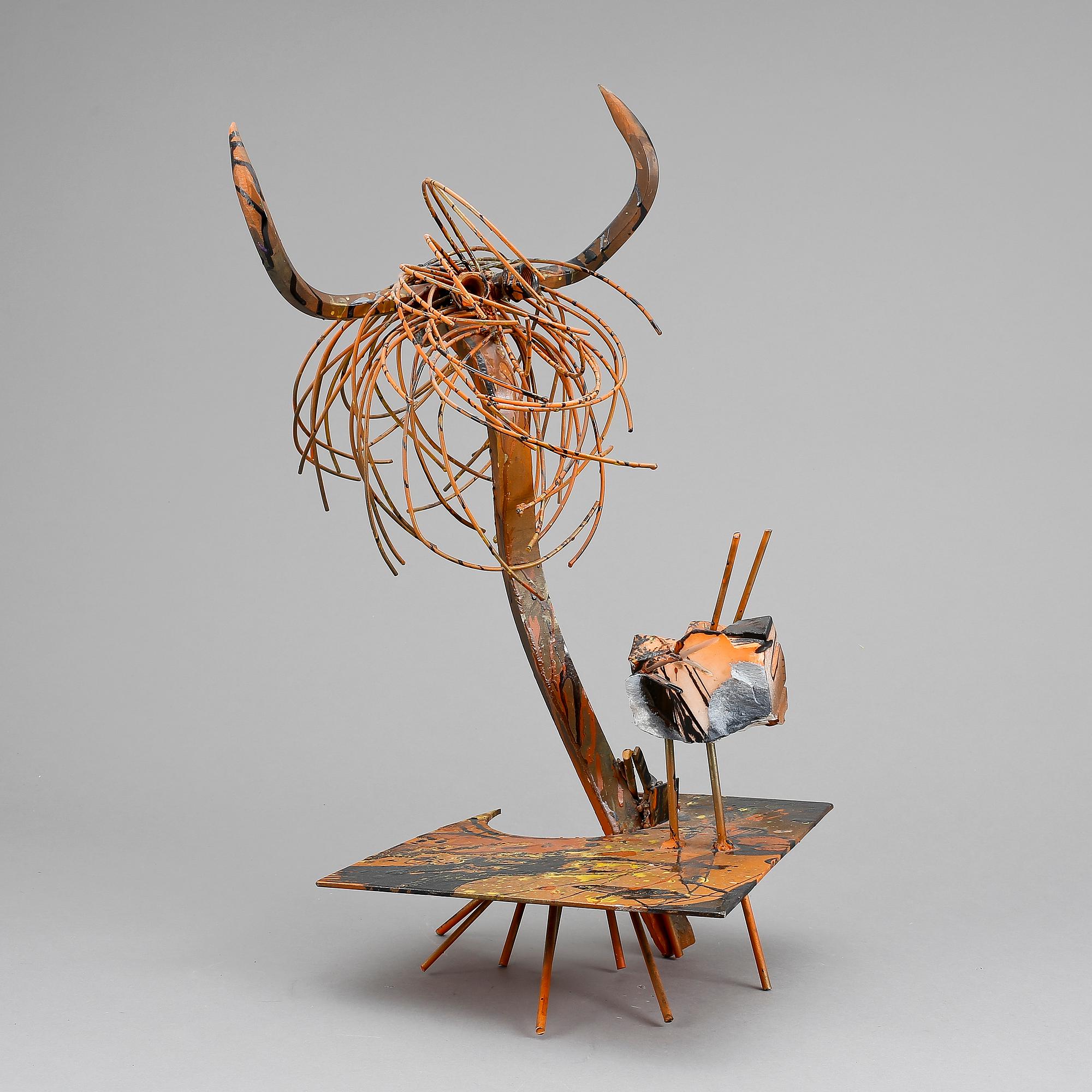 ALFREDO GARZON, skulptur, bemålad metall, signerad o daterad - 89.