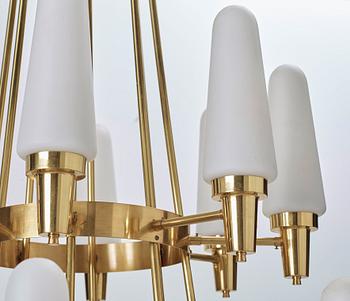 A Swedish 1950's brass chandelier.