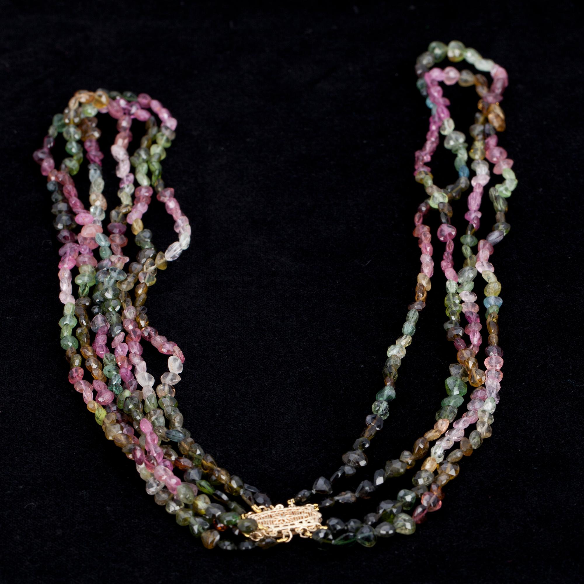 COLLIER, turmaliner, 14K guld. 2000 t.