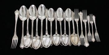 BESTICK, silver, 19 delar, 1930/1940-tal, bär importstämplar, ca 950 g.