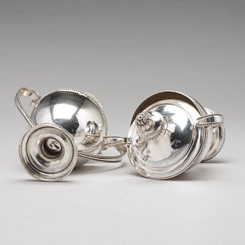 A pair of Swedish 18th century silver sugar bowls and covers, mark of  Fredrik Petersson Strö, Stockholm 1784.