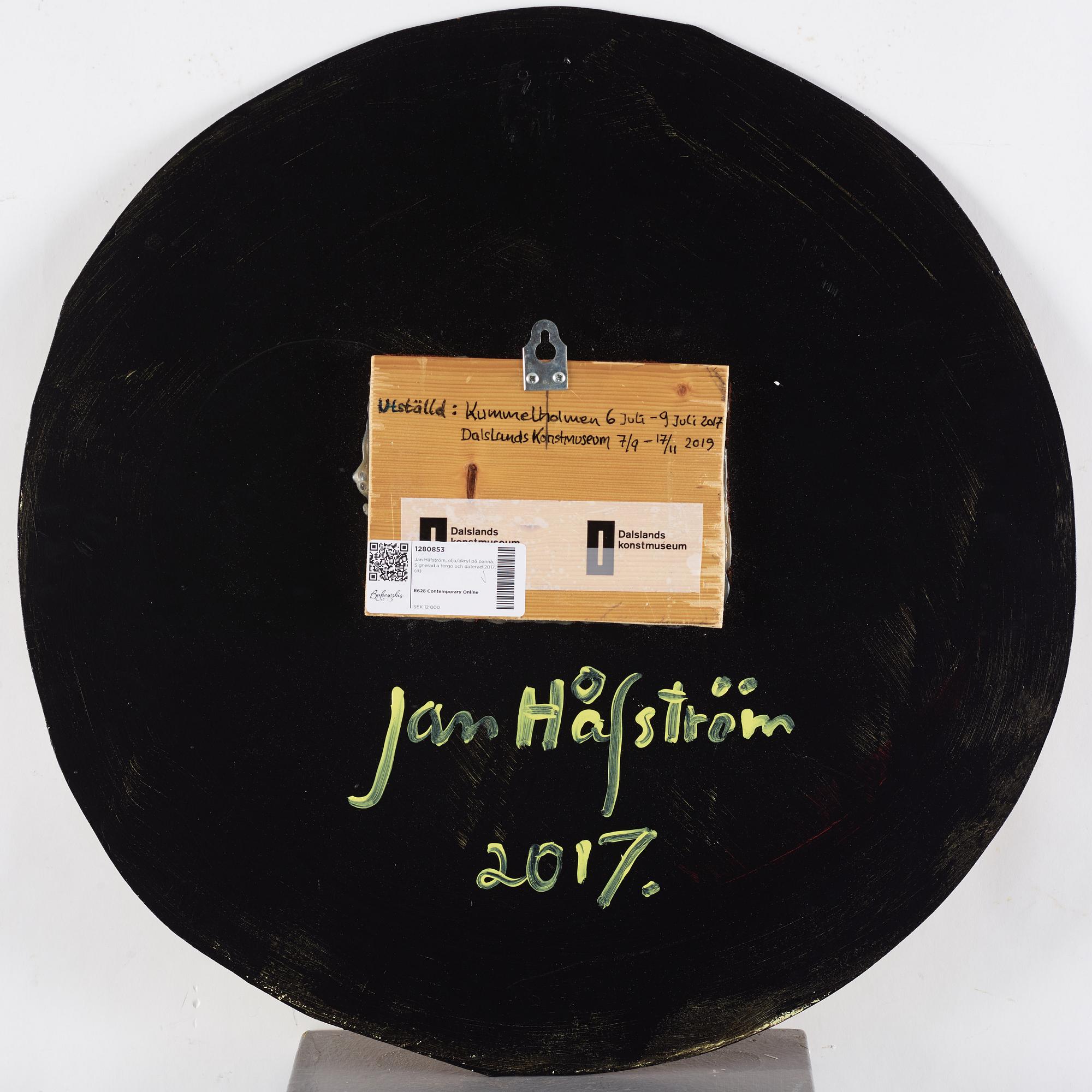 Jan Håfström, olja/akryl på pannå. Signerad a tergo och daterad 2017.