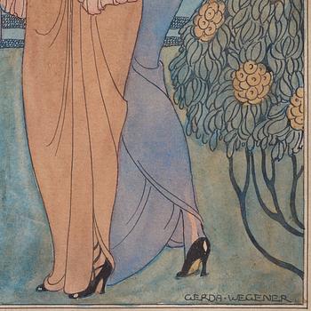 Gerda Wegener, Two young ladies in the rose garden.