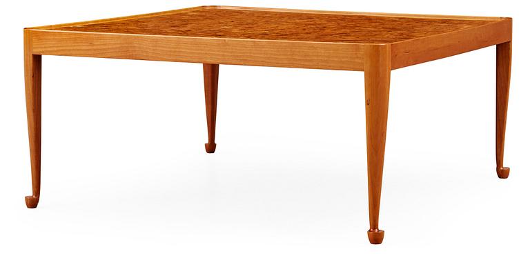 A Josef Frank mahogany and elm burr wood top sofa table,
