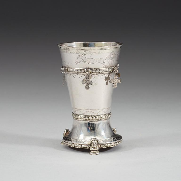 SKRAMMELBÄGARE, sannolikt av Ferdinand Sehl d.y., Stockholm 1727.