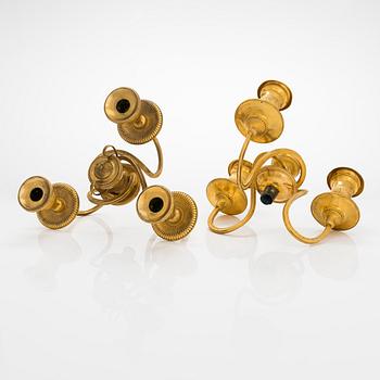 Kandelabrar, ett par och ljusstakar, ett par, Frankrike tidigt 1800-tal.