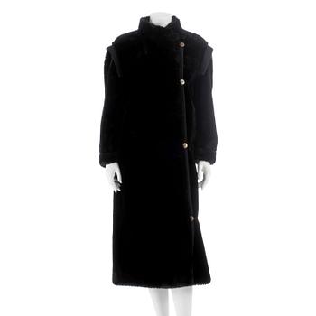 SONIA RYKIEL, a faux fur black coat.
