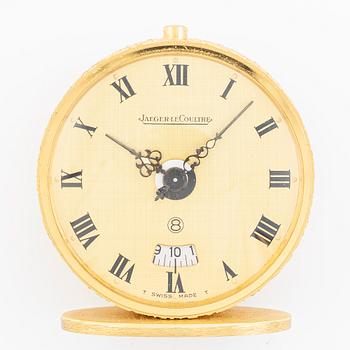 Jaeger-LeCoultre, "Linen Dial", table clock/travel clock, 46 mm.