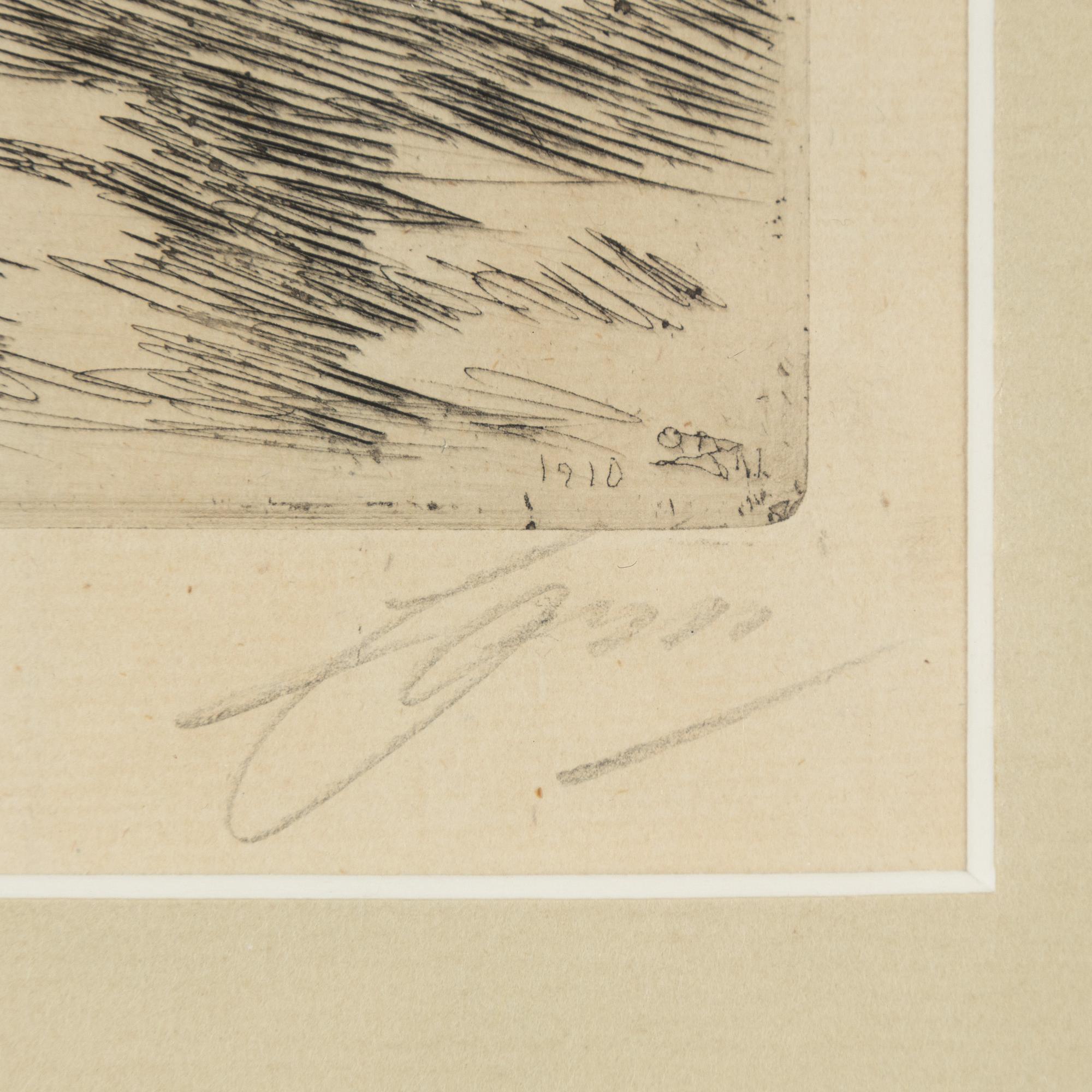 Anders Zorn, etching, 1910, signed in pencil.