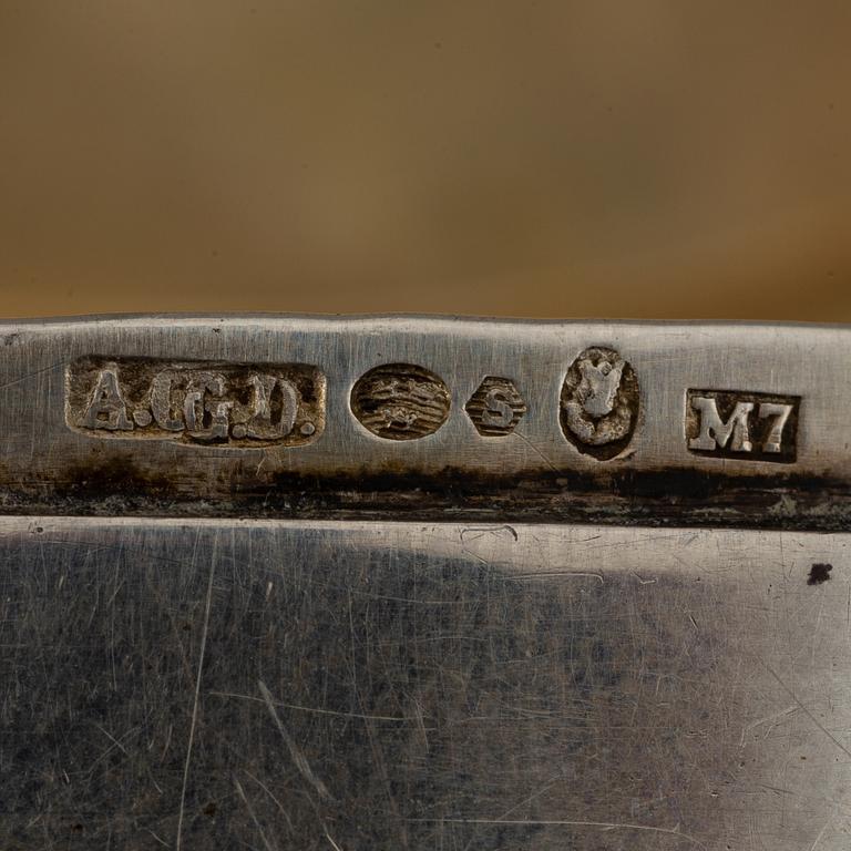 Dosa, guld, samt dosor, 4 st, silver. 1800-1900-tal.