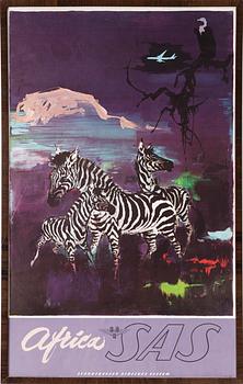 Otto Nielsen, a vintage 'Africa SAS Scandinavian Airlines System' poster, Denmark, circa 1958.