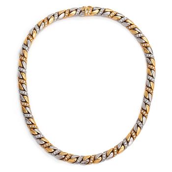 An 18K gold/white gold necklace, with brilliant-cut diamonds totalling approximately 2.39 ct.