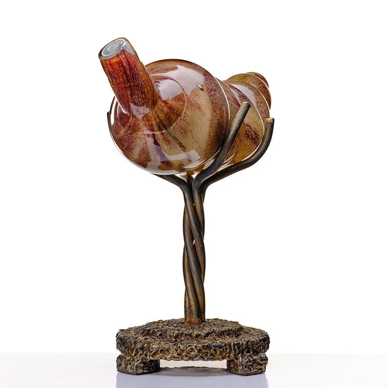 Gunilla Kihlgren, a glass sculpture "No title" on a bronze stand, 1998.