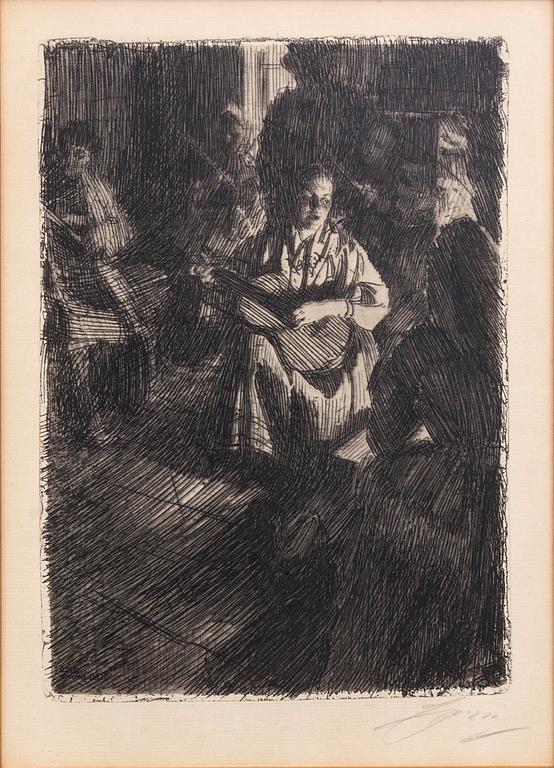 Anders Zorn, etsning, 1905, signerad.