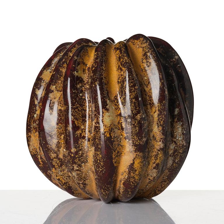 Hans Hedberg, a faience sculpture/vase of a pumpkin, Biot, France.