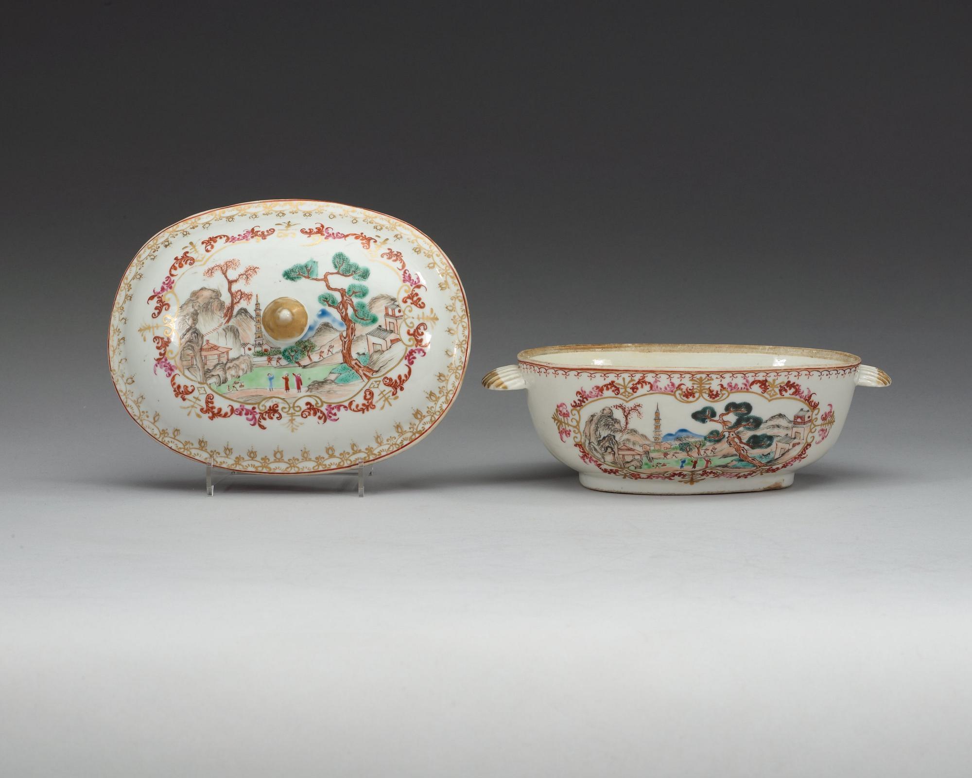 TERRIN med LOCK, kompaniporslin, Qing dynastin, Qianlong (1736-1795).