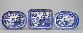 SERVIS, 25 delar, flintgods, Wedgewood, "Willow", 1800-1900-tal.